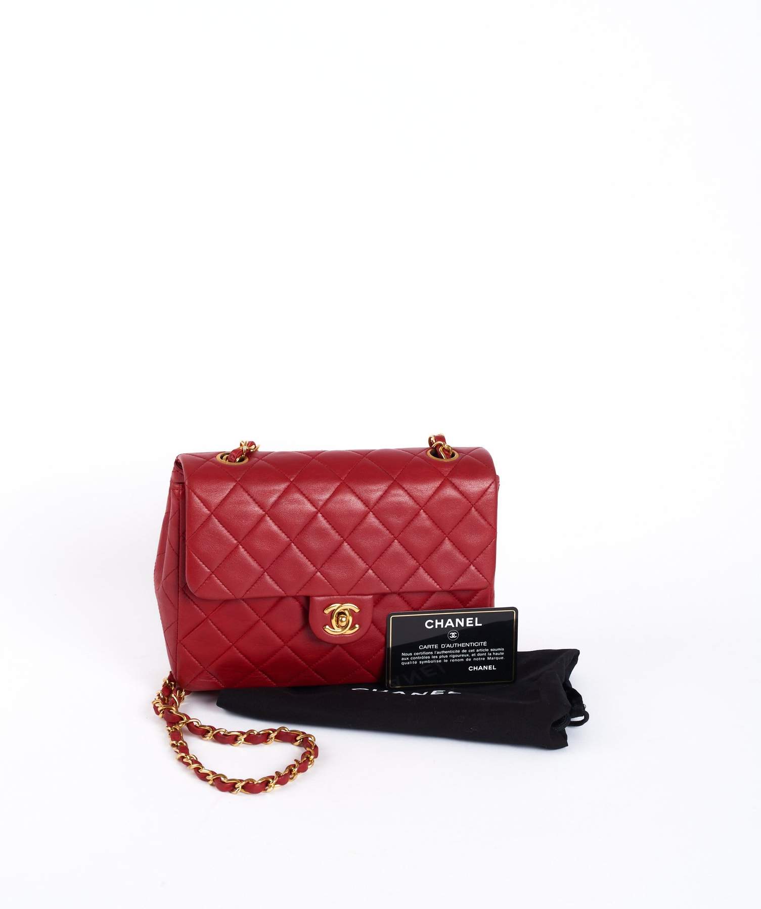red chanel classic flap bag