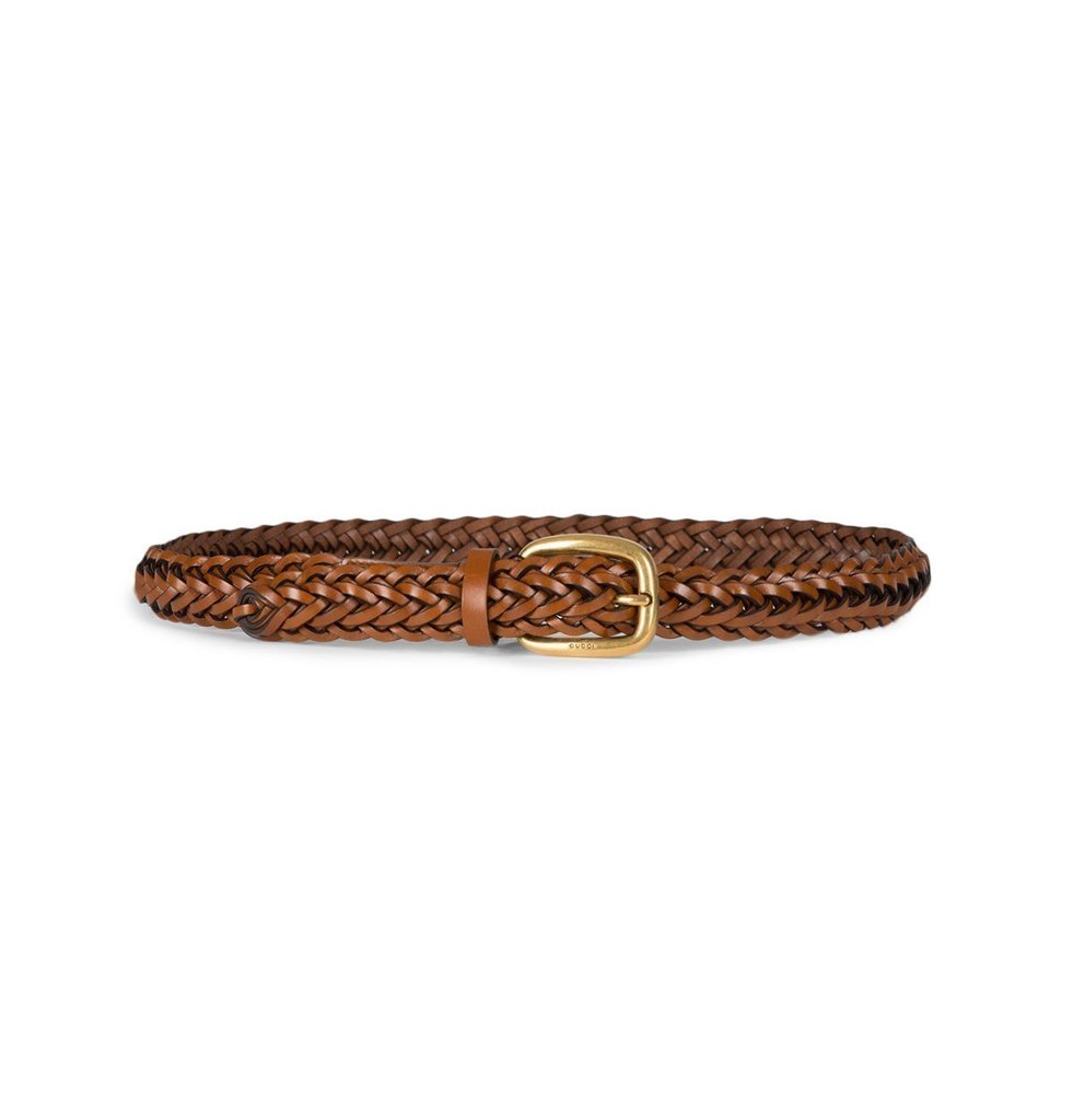 ACCESSORIES :: BELTS :: Gucci Women's Braided Leather Brown Belt with ...